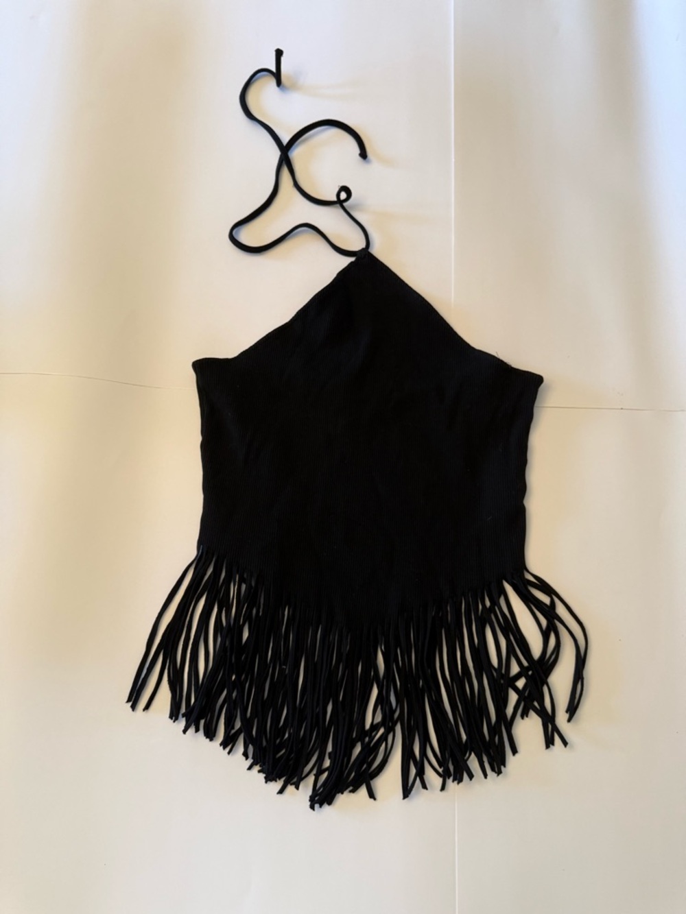 Forever 21+ Black Ribbed Crop Top fringe hem size 3X